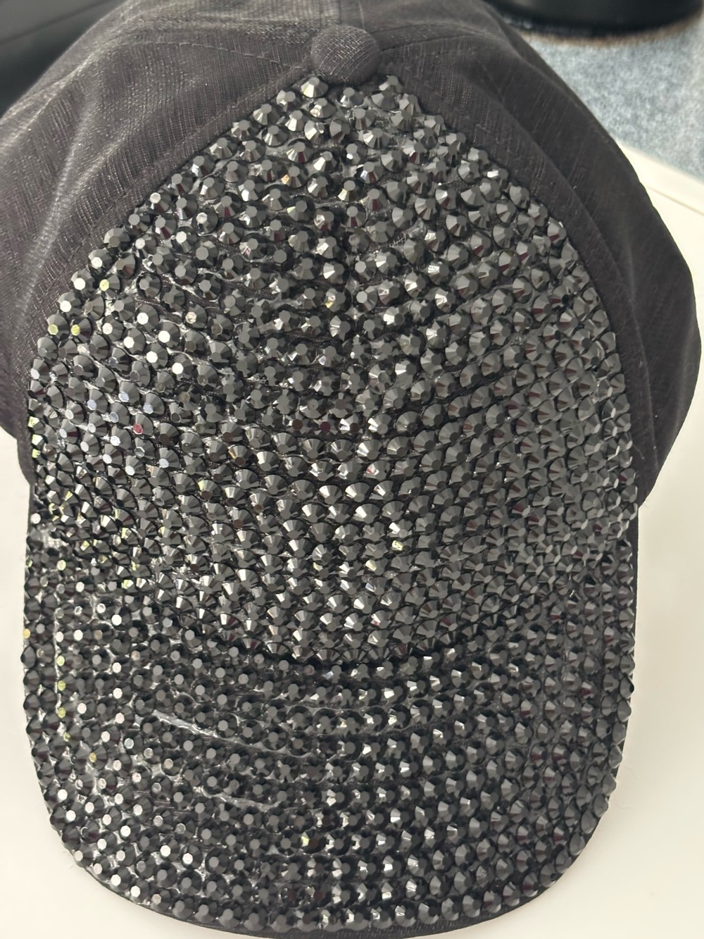 Women’s Black Crystal-Embellished Baseball Cap
